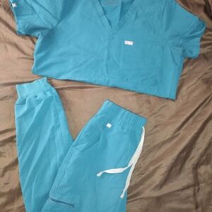 Figs Turquoise Scrubs Set